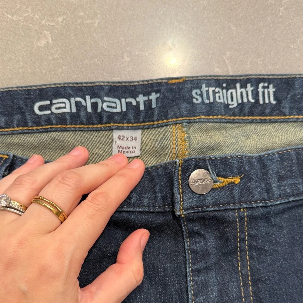 42x34 Carhartt Men’s Dark Blue Straight-Leg Jeans